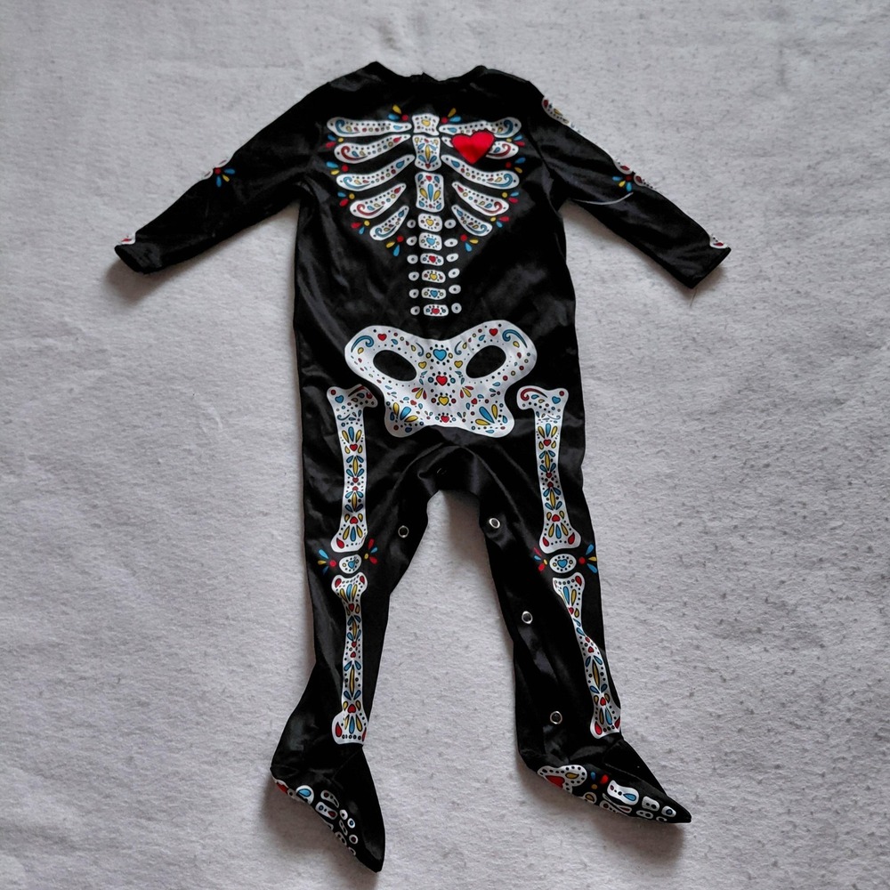Day of the Dead Sugar Skull Skeleton Halloween Costume One Size Toddler Black